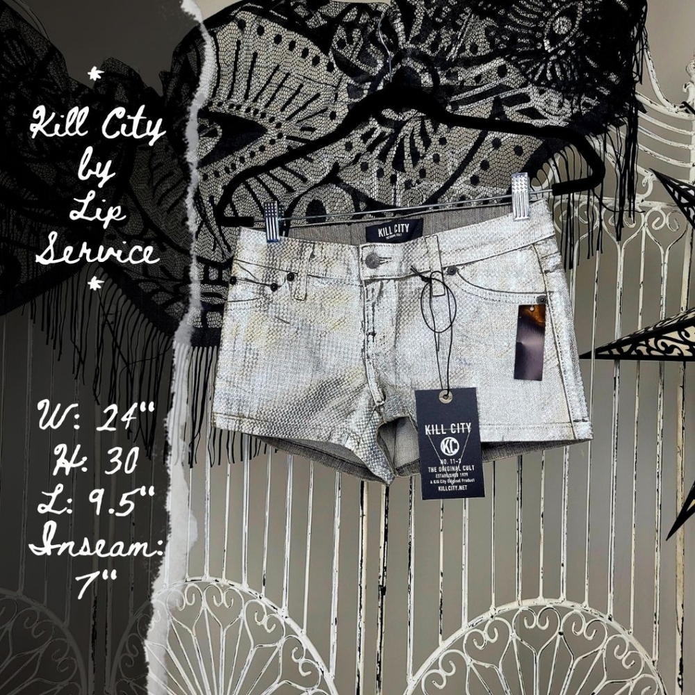 🚫SOLD🚫Silver Holographic Kill City by Lip Service Shorts